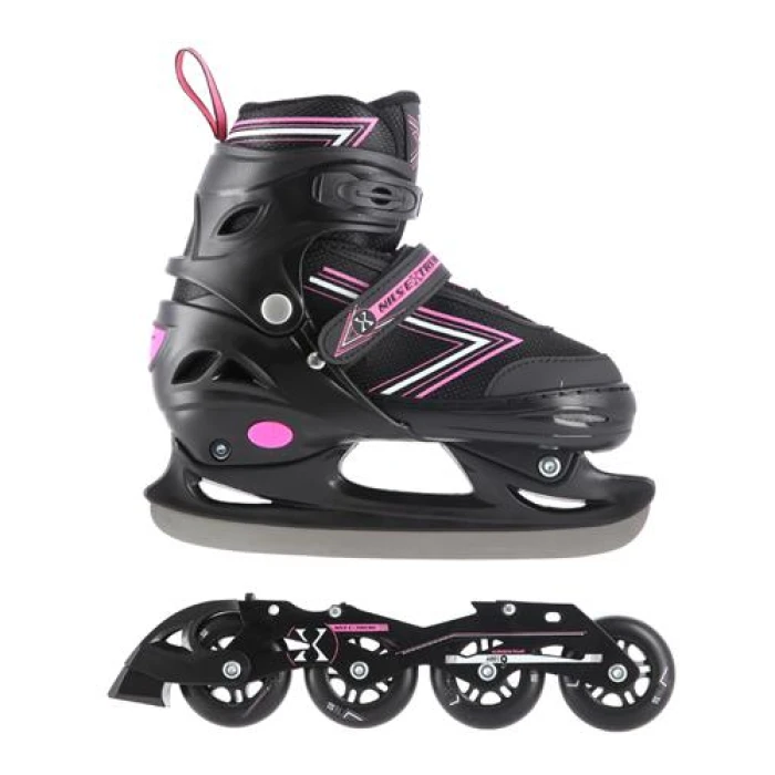 Ролики/Ковзани NH11912 A 2в1 NILS EXTREME - розмір S(31-34)/ чорно-рожеві