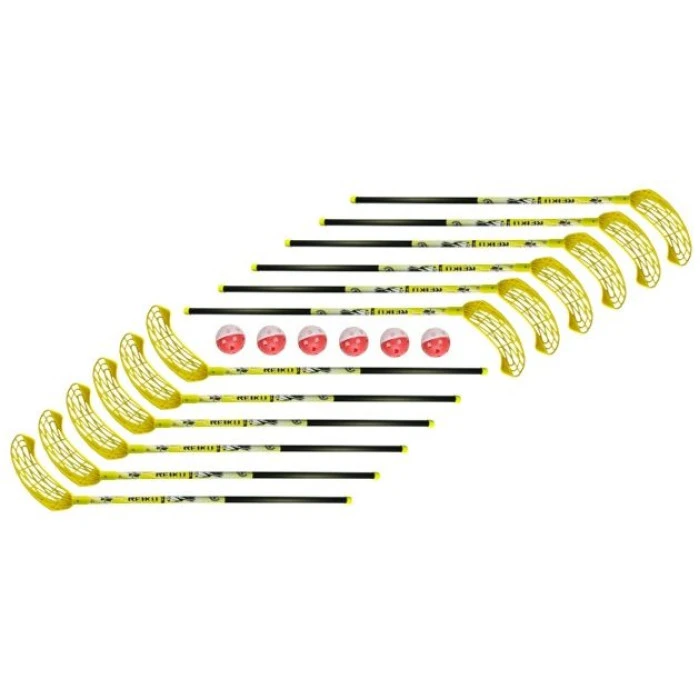 Набір для флорболу Unibros Reiku 95 см (12 паличок гострих; ш + 6 м'ячів)