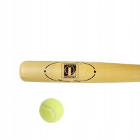 Дерев'яна бейсбольна бита LONDERO 75 см з тенісним м'ячем