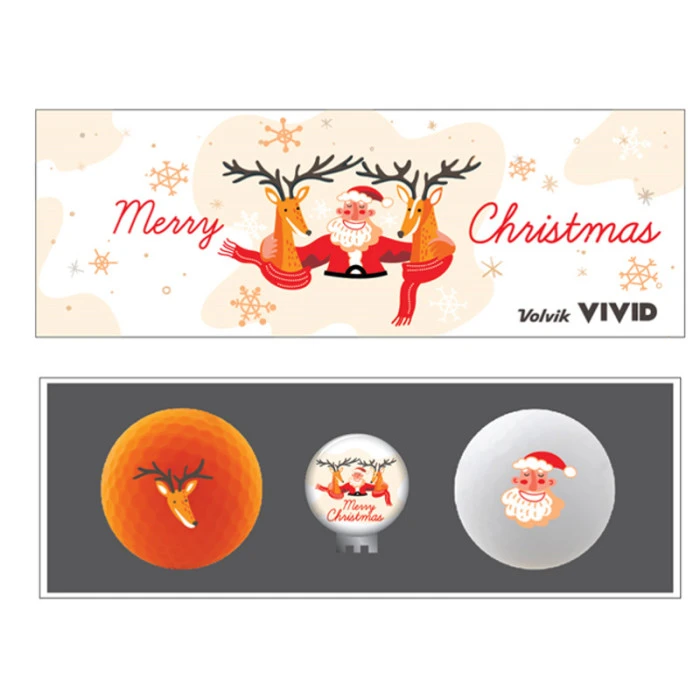 Мячи для гольфа Volvik Christmas 2 шт, бело-оранжевый