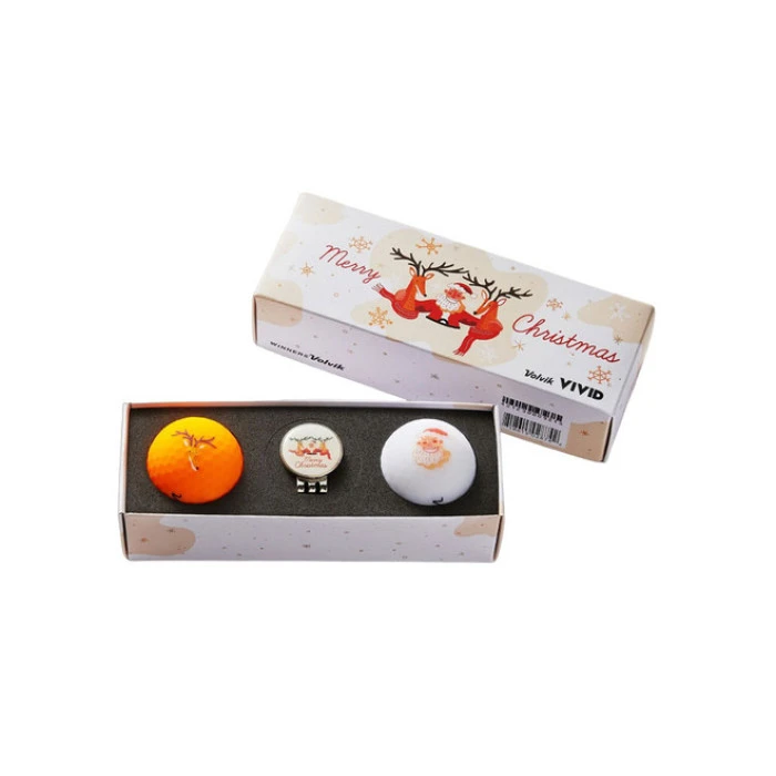 Мячи для гольфа Volvik Christmas 2 шт, бело-оранжевый