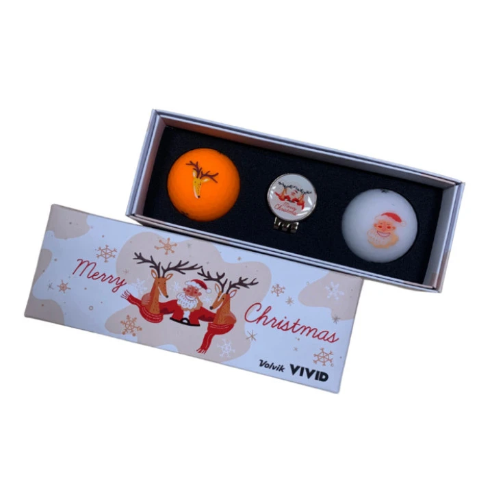Мячи для гольфа Volvik Christmas 2 шт, бело-оранжевый