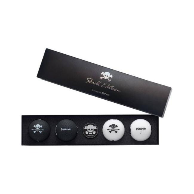 Мячи для гольфа Volvik Skull 4 шт, черно-белые