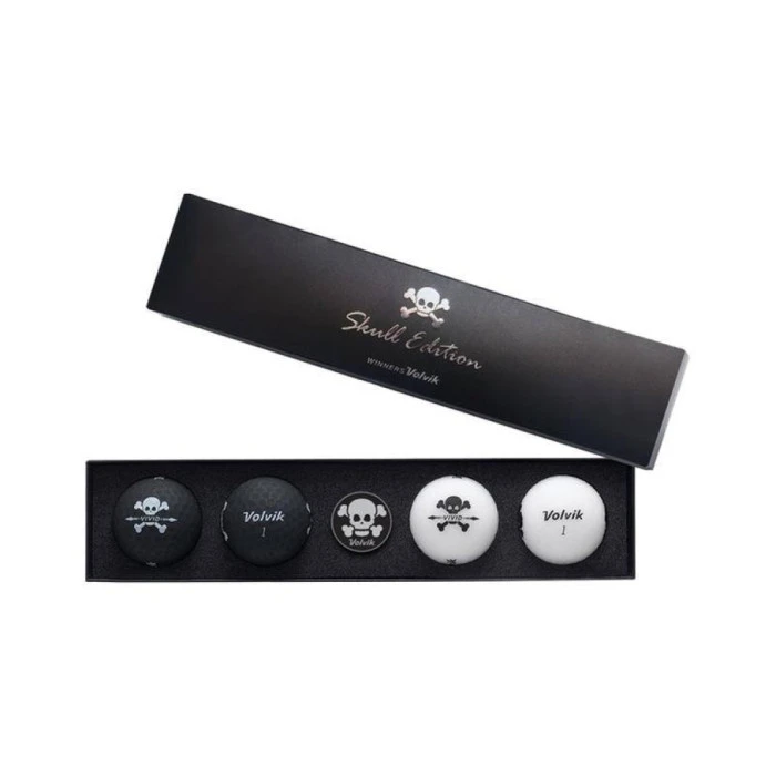 Мячи для гольфа Volvik Skull 4 шт, черно-белые