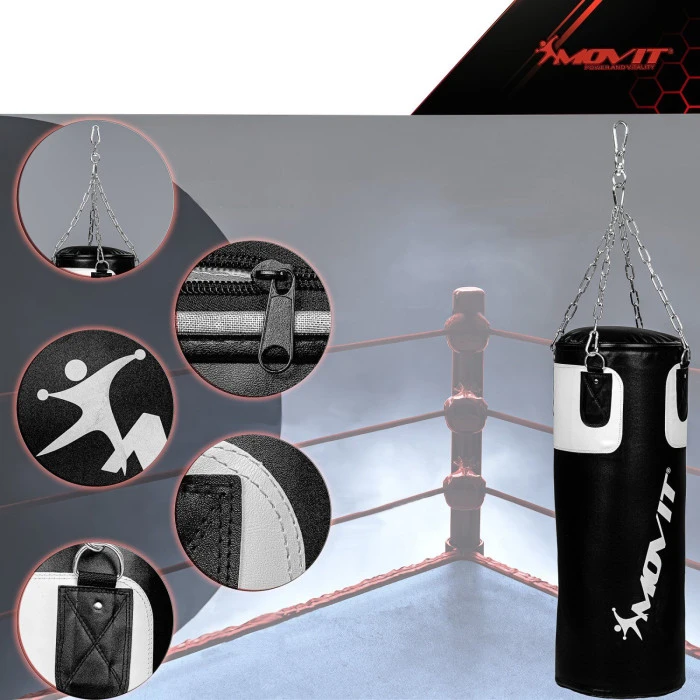 Комплект боксерских перчаток Movit + боксерский мешок 25 кг