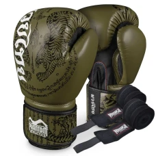 Перчатки боксерские с бинтами Phantom Muay Thai размер 14 унций, хаки