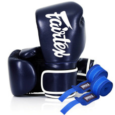Рукавички боксерські з бинтами Fairtex BGV14 Blue 12 унцій