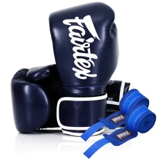 Перчатки боксерские с бинтами Fairtex BGV14 16 унций, темно-синие