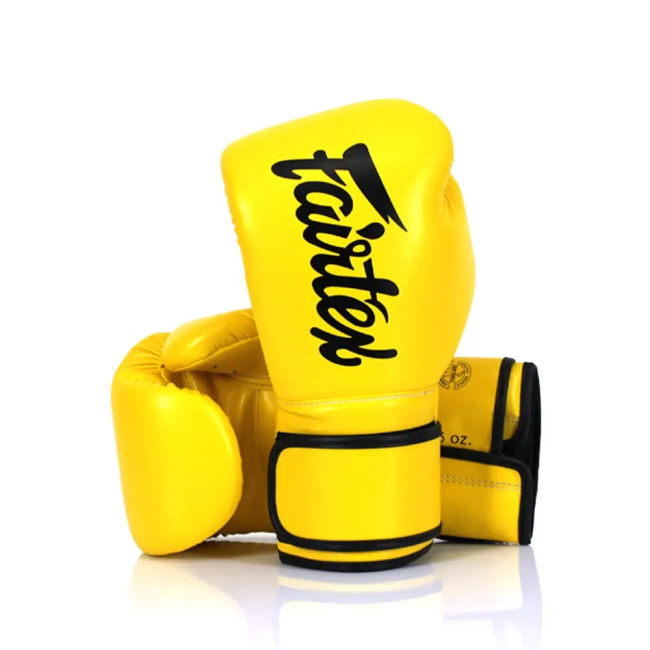 Перчатки боксерские с бинтами Fairtex BGV14 14 унций, желтые
