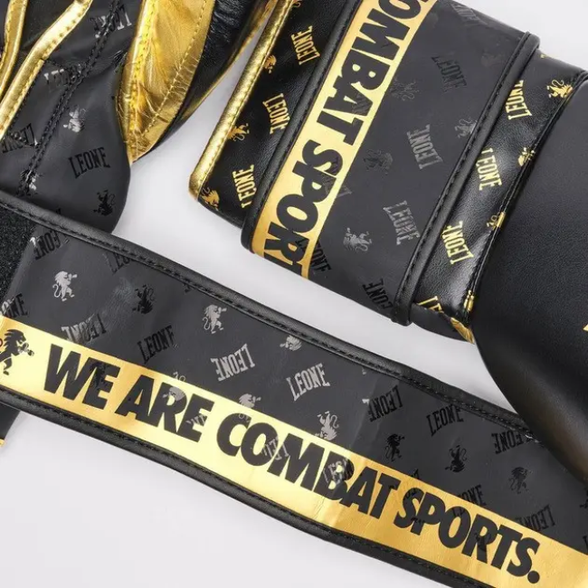 Перчатки боксерские с бинтами Leone GN220 DNA размер 10 унций, черные