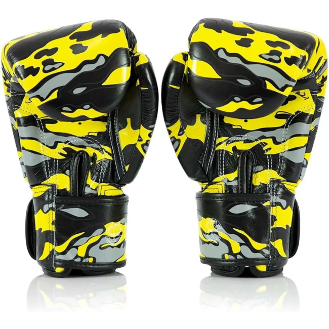 Перчатки боксерские кожаные с бинтами Fairtex BGV-ONE X STBG 10 унций, желтые
