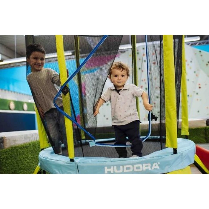 Батут Hudora Safety с внутренней сеткой 4.5 футов 140 см голубовато-зеленый