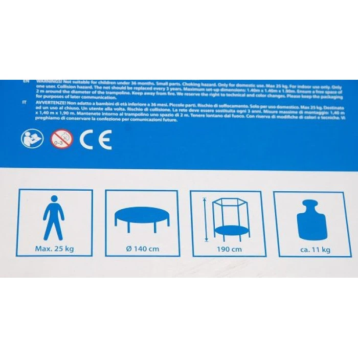 Батут Hudora Safety с внутренней сеткой 4.5 футов 140 см голубовато-зеленый