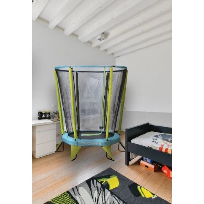 Батут Hudora Safety с внутренней сеткой 4.5 футов 140 см голубовато-зеленый