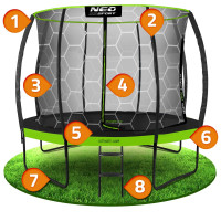 Батут Neo-Sport з внутрішньою сіткою 10 футів 312 см чорно-зелений