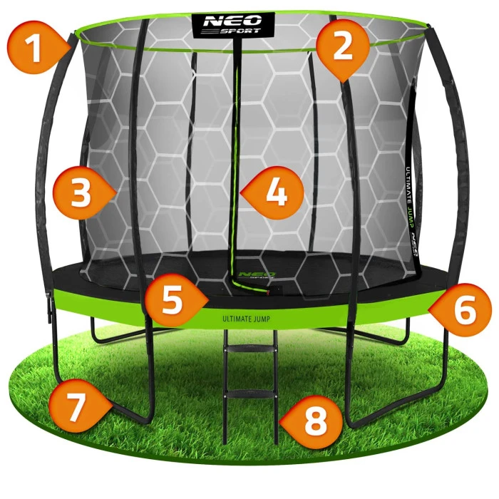 Батут Neo-Sport з внутрішньою сіткою 10 футів 312 см чорно-зелений