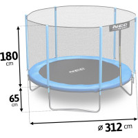 Батут Neo-Sport с наружной сеткой 10 футов 312 см голубой