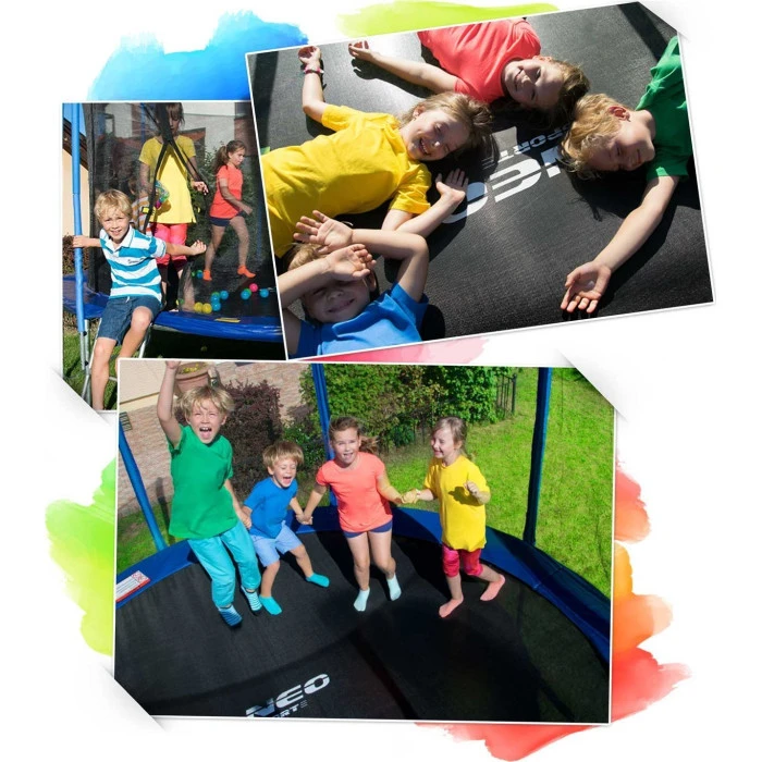 Батут Neo-Sport с внутренней сеткой 14 футов 435 см черно-синий