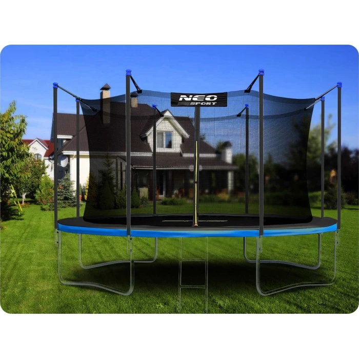 Батут Neo-Sport с внутренней сеткой 14 футов 435 см черно-синий