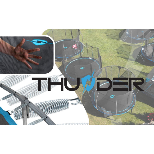 Батут THUNDER OUTSIDE PRO с наружной сеткой 14 футов 427 см черно-голубой
