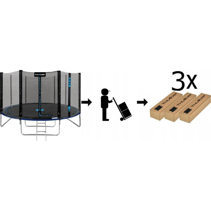 Батут THUNDER OUTSIDE PRO с наружной сеткой 14 футов 427 см черно-голубой