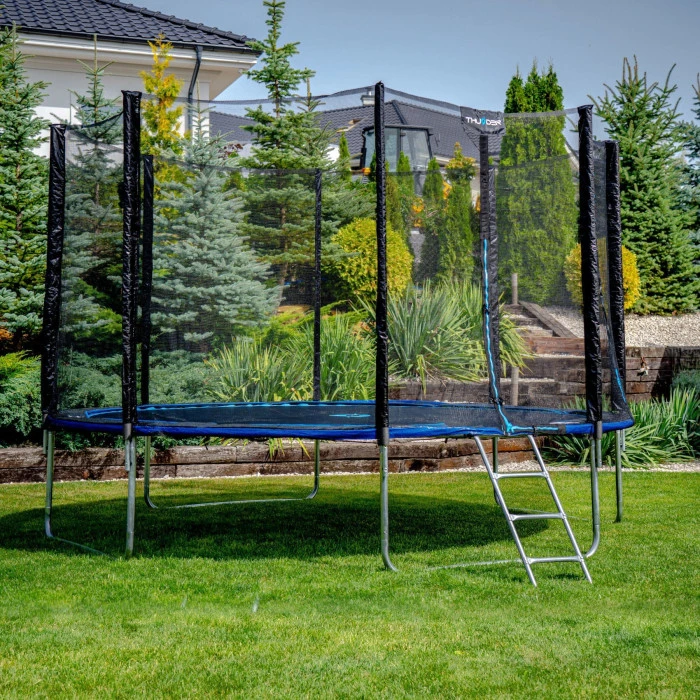 Батут THUNDER OUTSIDE PRO с наружной сеткой 14 футов 427 см черно-голубой