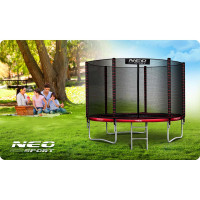 Батут Neo-Sport с наружной сеткой 252 см черно-красный