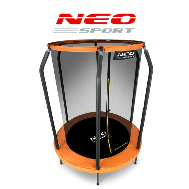 Батут Neo-Sport с внутренней сеткой 5 футов 152 см черно-оранжевый