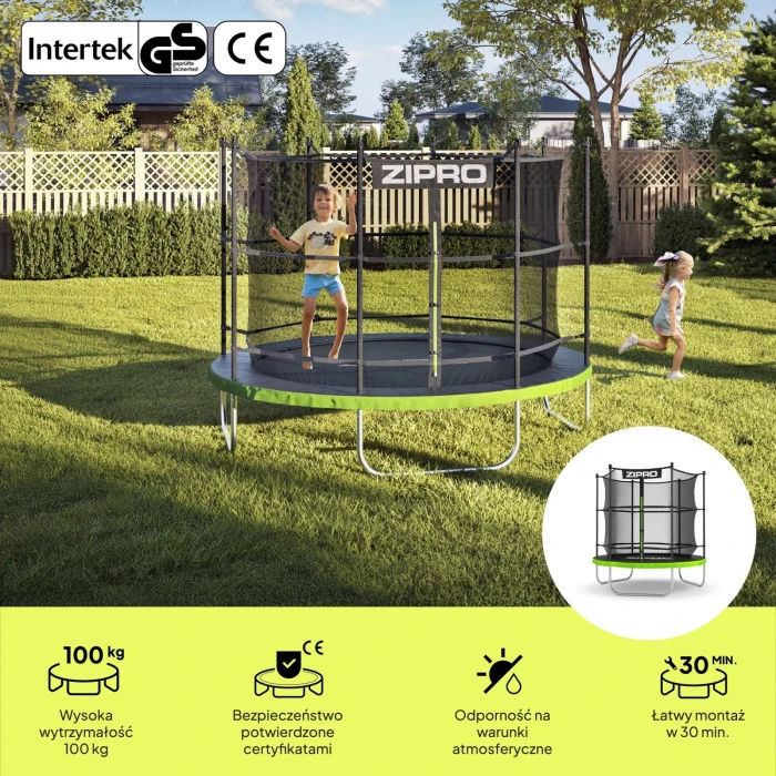 Батут Zipro Jump Pro з внутрішньою сіткою 6 футів 183 см чорно-зелений
