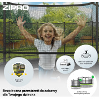 Батут Zipro Jump Pro с внутренней сеткой 6 футов 183 см черно-зеленый