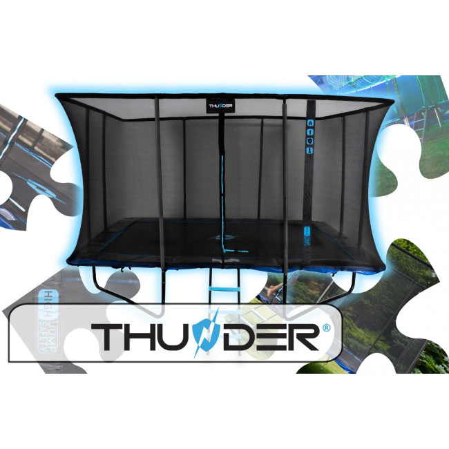 Батут THUNDER OUTSIDE PHENOM с наружной сеткой 8 х 12 футов черно-голубой