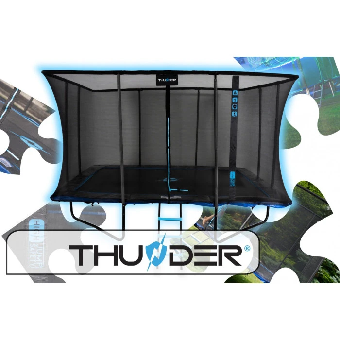 Батут THUNDER OUTSIDE PHENOM з зовнішньою сіткою 8 х 12 футів чорно-блакитний