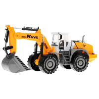 Экскаватор детский 3+ Передвижной ковш + Открывающийся капот + Муляж двигателя