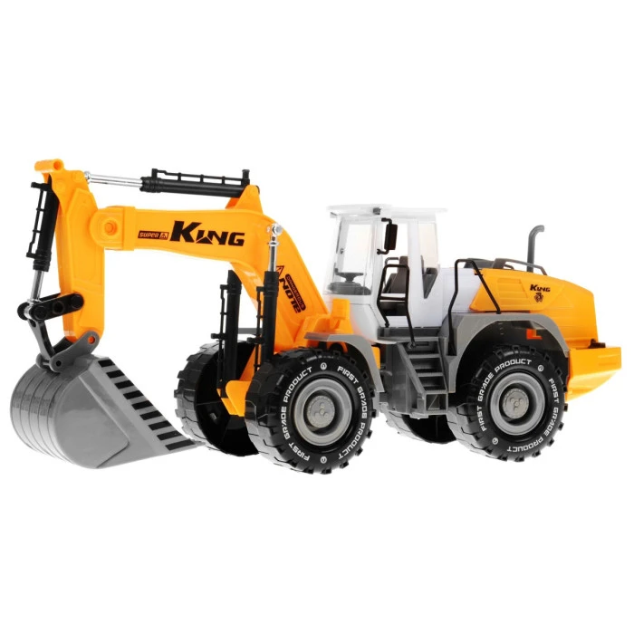 Экскаватор детский 3+ Передвижной ковш + Открывающийся капот + Муляж двигателя