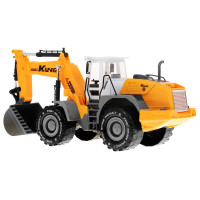 Экскаватор детский 3+ Передвижной ковш + Открывающийся капот + Муляж двигателя