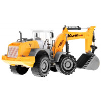 Экскаватор детский 3+ Передвижной ковш + Открывающийся капот + Муляж двигателя