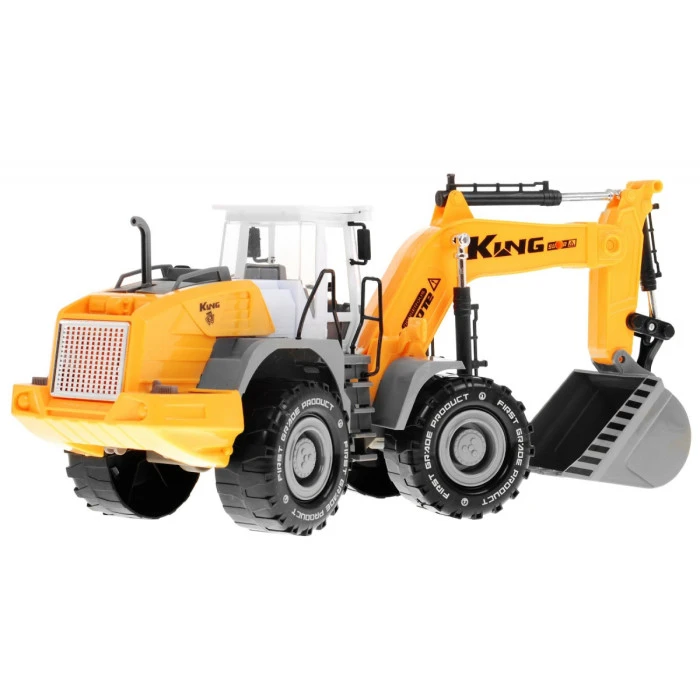 Экскаватор детский 3+ Передвижной ковш + Открывающийся капот + Муляж двигателя
