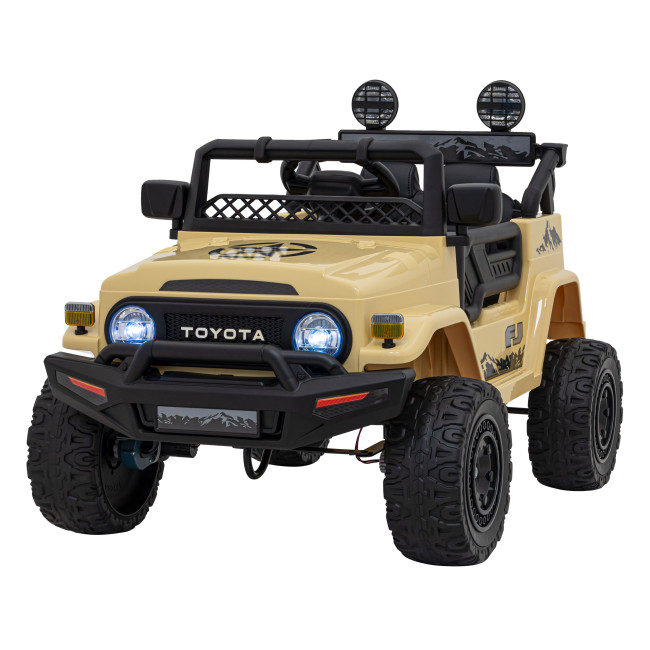 Toyota FJ Cruiser для детей бежевый + пульт дистанционного управления + полный привод + LED аудио + EVA + Free Start