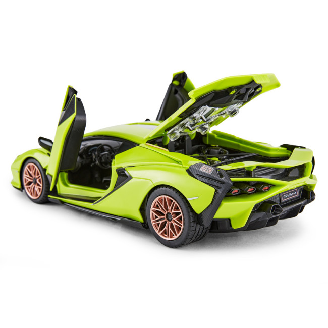 Lamborghini Sian зеленый RASTAR модель 1:18 Автомобиль на ДУ + пульт 2,4 ГГц + Обвес 72 шт. + Двери багажника открываются