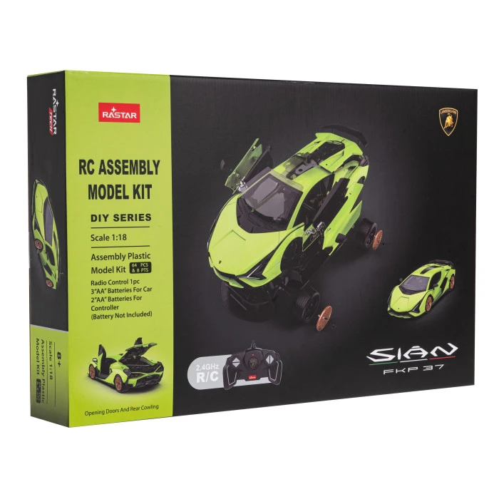 Lamborghini Sian зеленый RASTAR модель 1:18 Автомобиль на ДУ + пульт 2,4 ГГц + Обвес 72 шт. + Двери багажника открываются