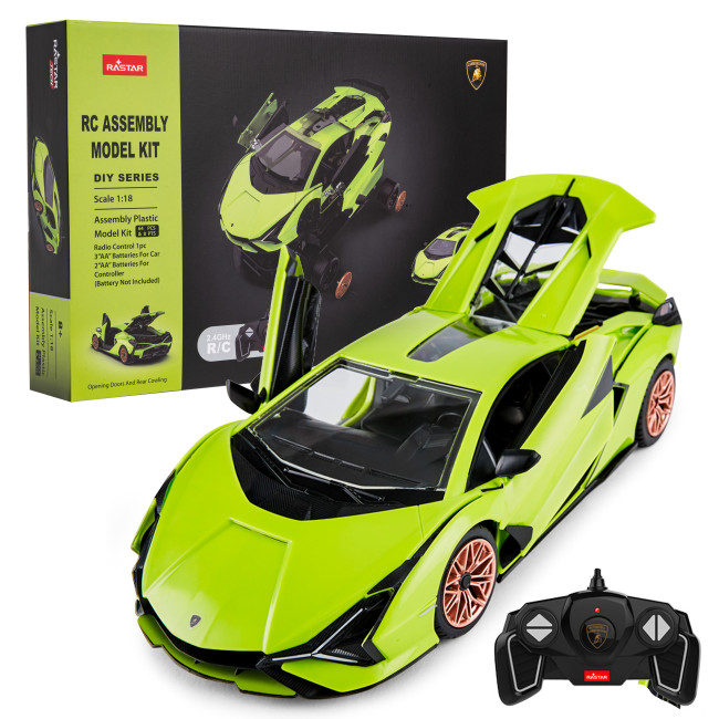 Lamborghini Sian зеленый RASTAR модель 1:18 Автомобиль на ДУ + пульт 2,4 ГГц + Обвес 72 шт. + Двери багажника открываются
