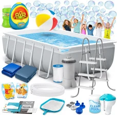 Басейн каркасний прямокутний 18в1 INTEX 26784, 300 x 175 x 80 см + машина для створення бульбашок