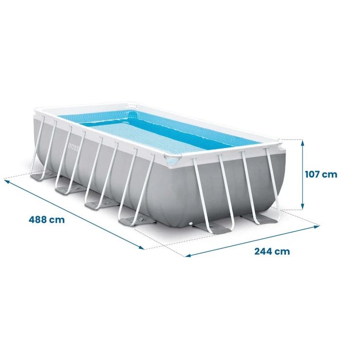 Бассейн каркасный прямоугольный 21в1 INTEX 26792, 488 x 244 x 107 см + машина для создания пузырей