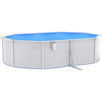 Басейн каркасний овальний vidaXL 490 x 360 x 120 см, білий + насос з пісочним фільтром