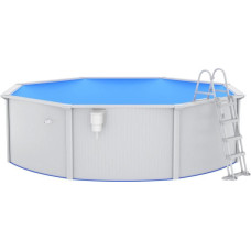 Бассейн каркасный vidaXL 460 x 120 см, белый + стремянка.