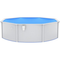 Бассейн каркасный vidaXL 460 x 120 см, белый + стремянка.