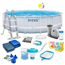 Бассейн каркасный 17в1 INTEX 26746, 488 х 122 см, бело-синий