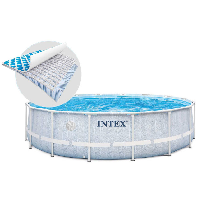 Бассейн каркасный 17в1 INTEX 26746, 488 х 122 см, бело-синий