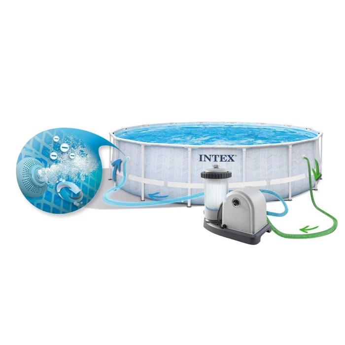 Бассейн каркасный 17в1 INTEX 26746, 488 х 122 см, бело-синий