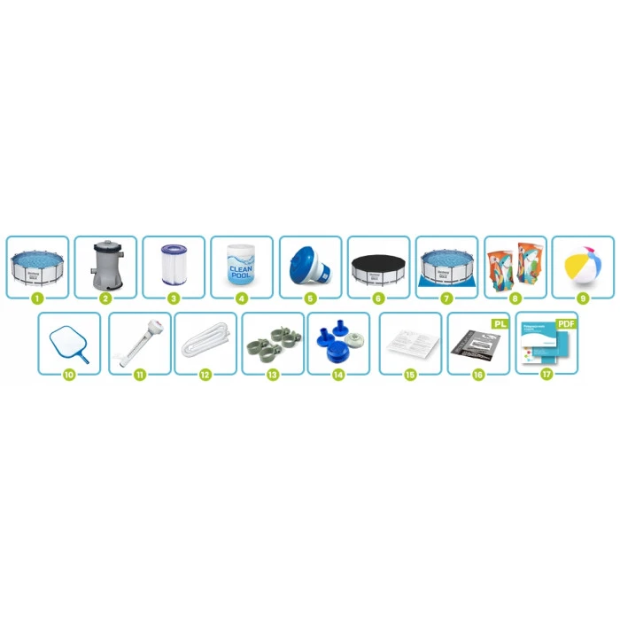 Бассейн каркасный 17в1 Bestway 56595 427 х 84 см с машинкой для мыльных пузырей.